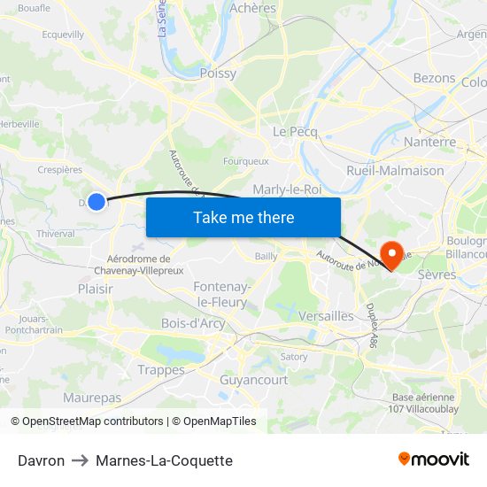 Davron to Marnes-La-Coquette map