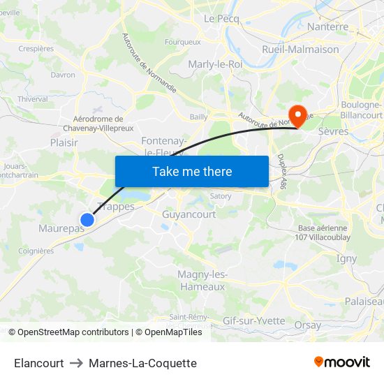 Elancourt to Marnes-La-Coquette map