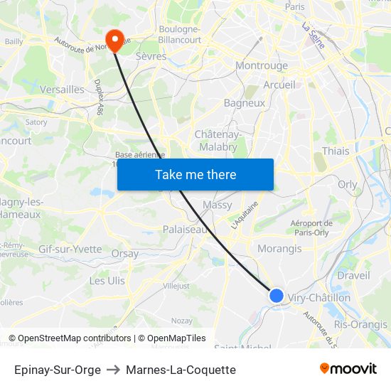 Epinay-Sur-Orge to Marnes-La-Coquette map