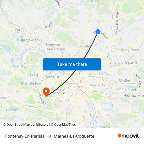 Fontenay-En-Parisis to Marnes-La-Coquette map