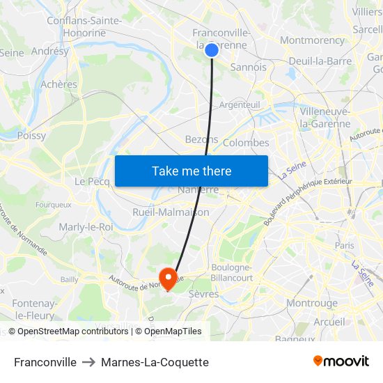 Franconville to Marnes-La-Coquette map