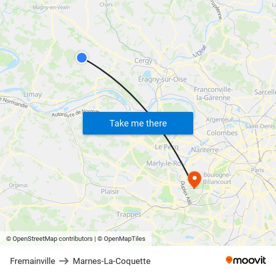 Fremainville to Marnes-La-Coquette map