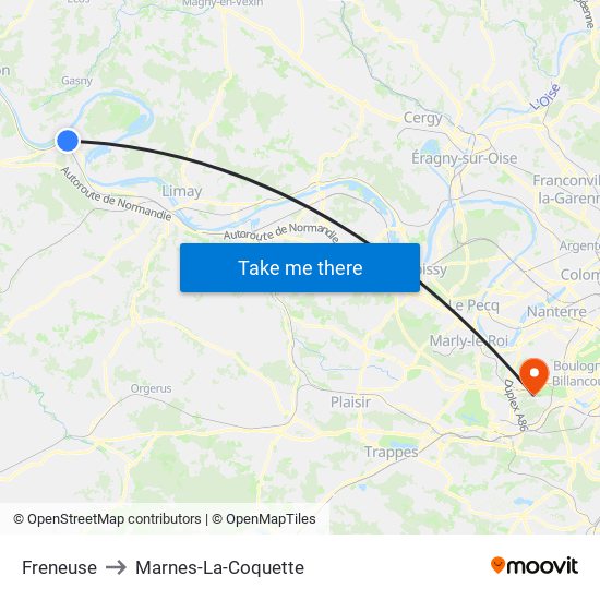 Freneuse to Marnes-La-Coquette map