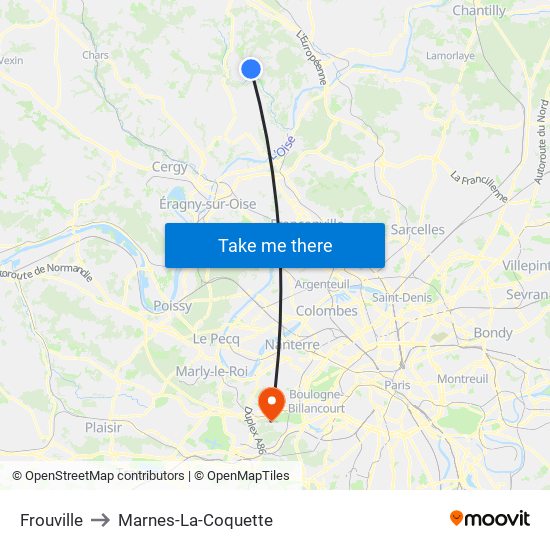 Frouville to Marnes-La-Coquette map