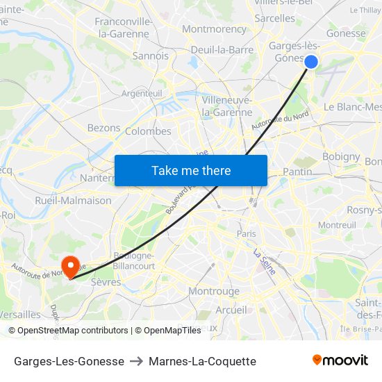 Garges-Les-Gonesse to Marnes-La-Coquette map