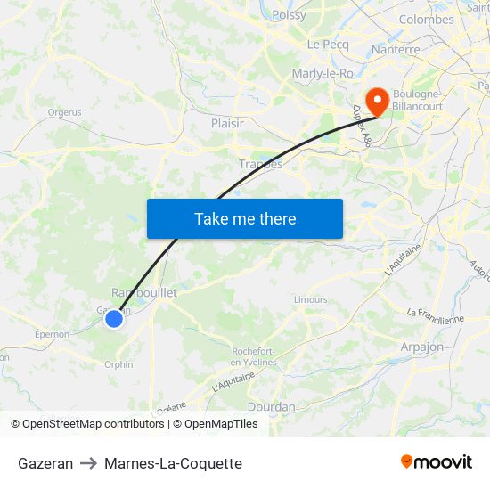 Gazeran to Marnes-La-Coquette map
