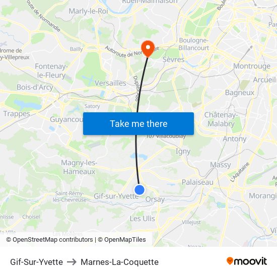 Gif-Sur-Yvette to Marnes-La-Coquette map