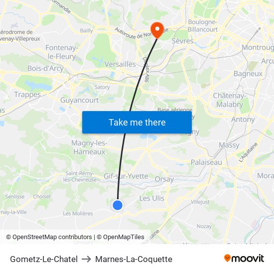 Gometz-Le-Chatel to Marnes-La-Coquette map