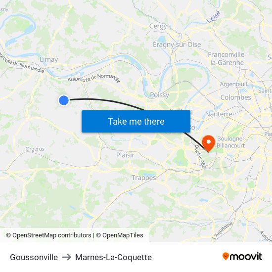 Goussonville to Marnes-La-Coquette map