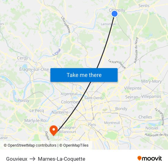 Gouvieux to Marnes-La-Coquette map