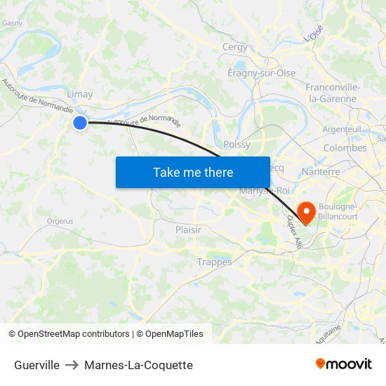 Guerville to Marnes-La-Coquette map