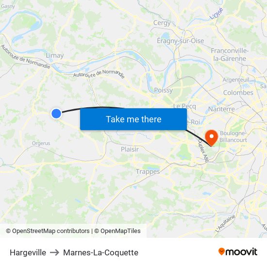Hargeville to Marnes-La-Coquette map