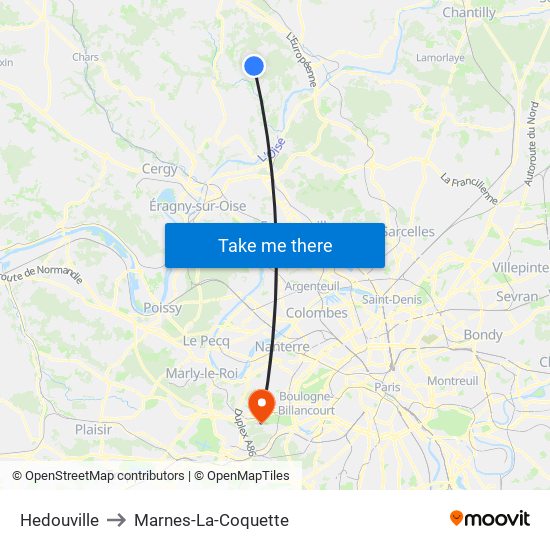 Hedouville to Marnes-La-Coquette map