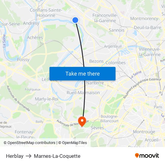 Herblay to Marnes-La-Coquette map