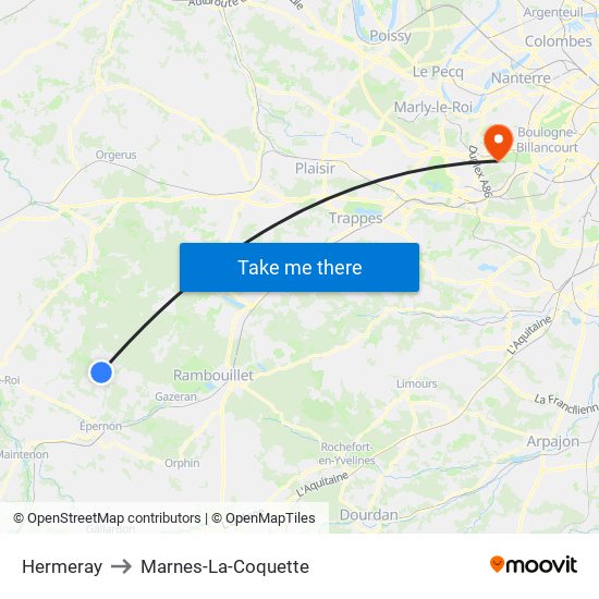 Hermeray to Marnes-La-Coquette map