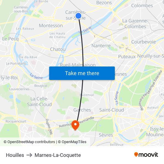 Houilles to Marnes-La-Coquette map