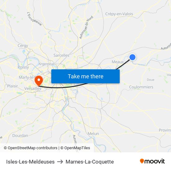 Isles-Les-Meldeuses to Marnes-La-Coquette map