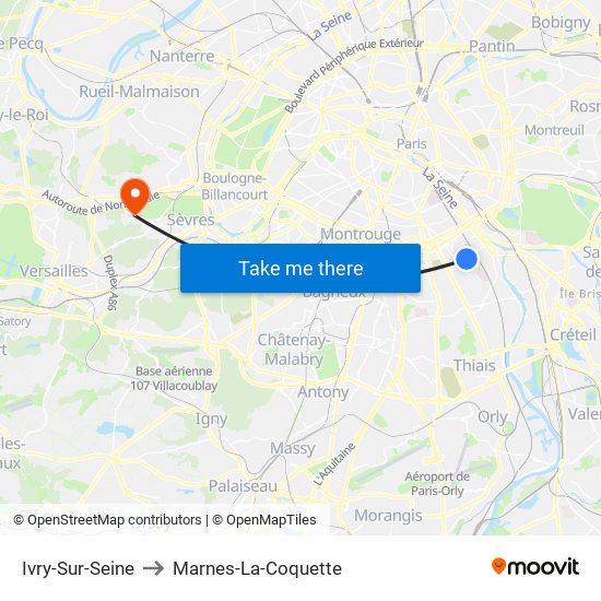 Ivry-Sur-Seine to Marnes-La-Coquette map