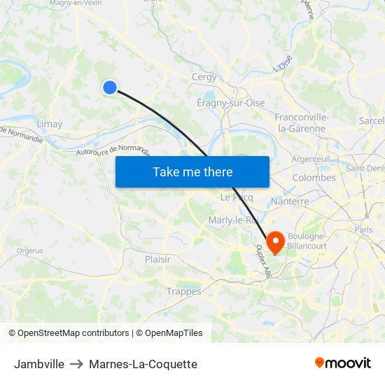 Jambville to Marnes-La-Coquette map