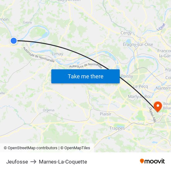 Jeufosse to Marnes-La-Coquette map