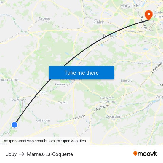 Jouy to Marnes-La-Coquette map