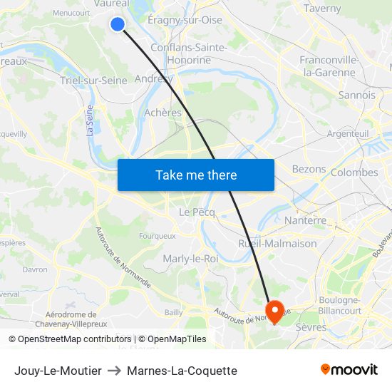 Jouy-Le-Moutier to Marnes-La-Coquette map