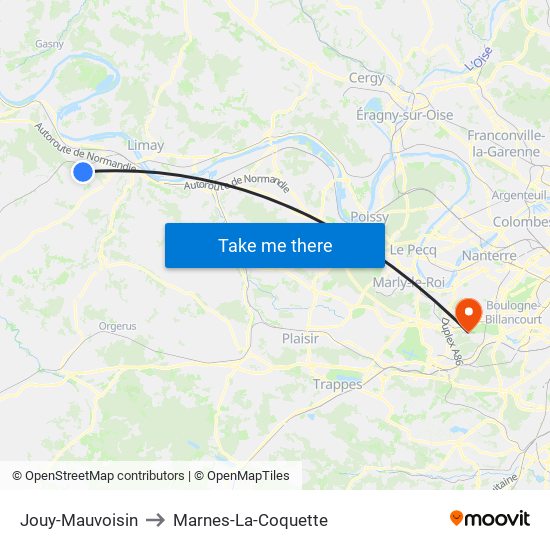 Jouy-Mauvoisin to Marnes-La-Coquette map