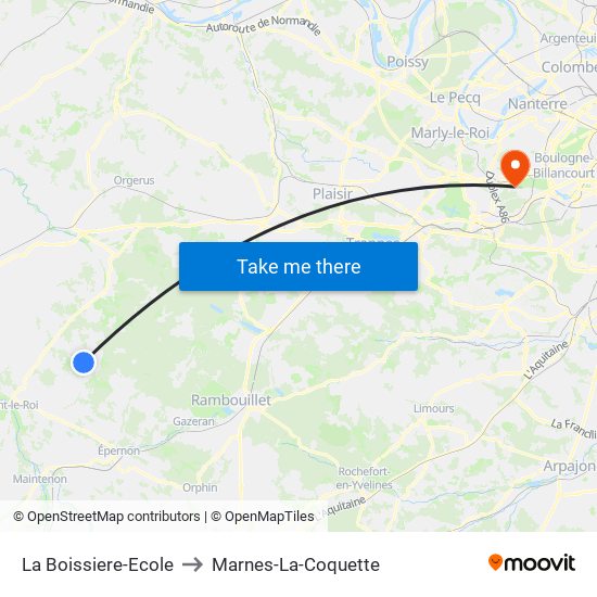 La Boissiere-Ecole to Marnes-La-Coquette map