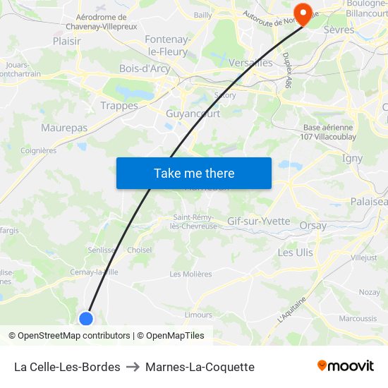 La Celle-Les-Bordes to Marnes-La-Coquette map