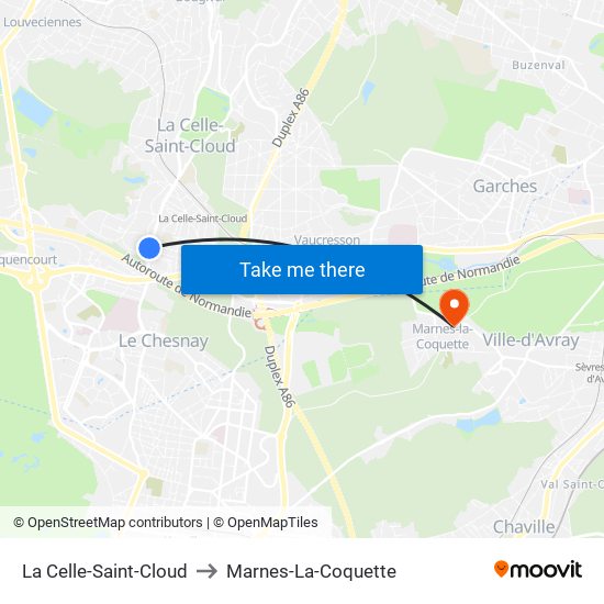 La Celle-Saint-Cloud to Marnes-La-Coquette map