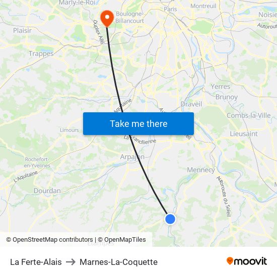 La Ferte-Alais to Marnes-La-Coquette map