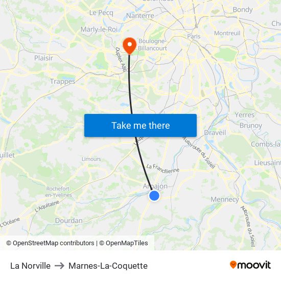 La Norville to Marnes-La-Coquette map