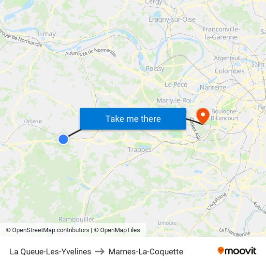 La Queue-Les-Yvelines to Marnes-La-Coquette map
