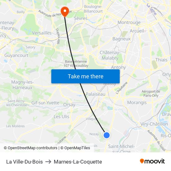 La Ville-Du-Bois to Marnes-La-Coquette map