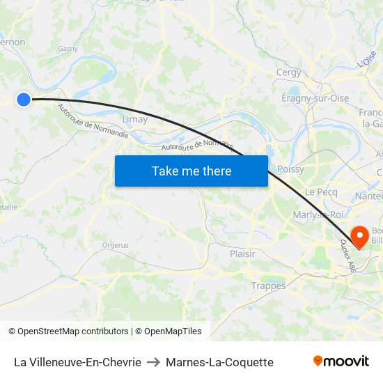 La Villeneuve-En-Chevrie to Marnes-La-Coquette map