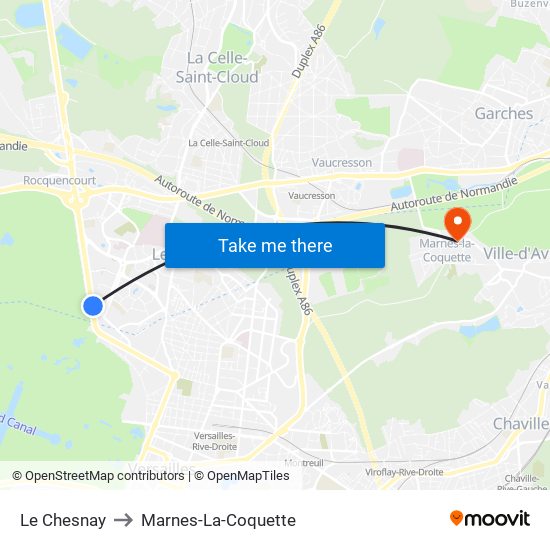 Le Chesnay to Marnes-La-Coquette map