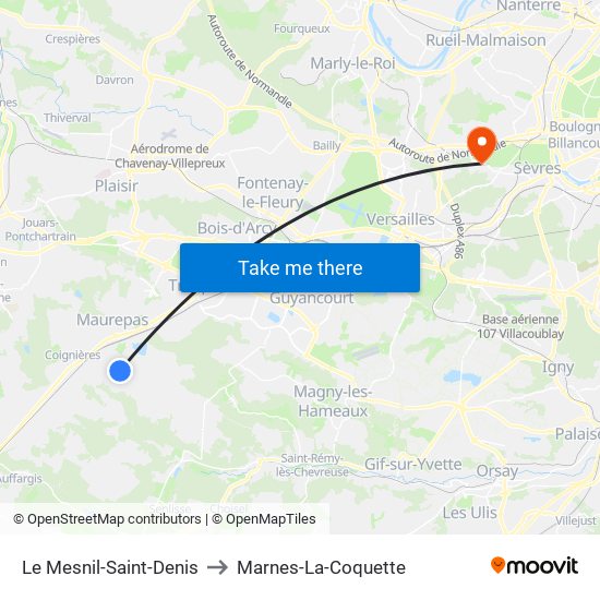 Le Mesnil-Saint-Denis to Marnes-La-Coquette map