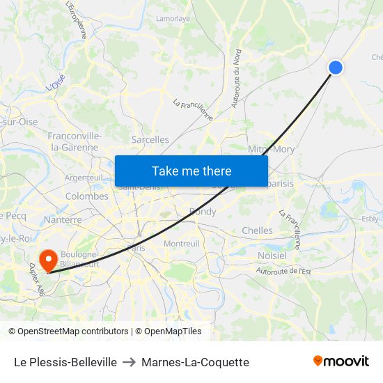 Le Plessis-Belleville to Marnes-La-Coquette map