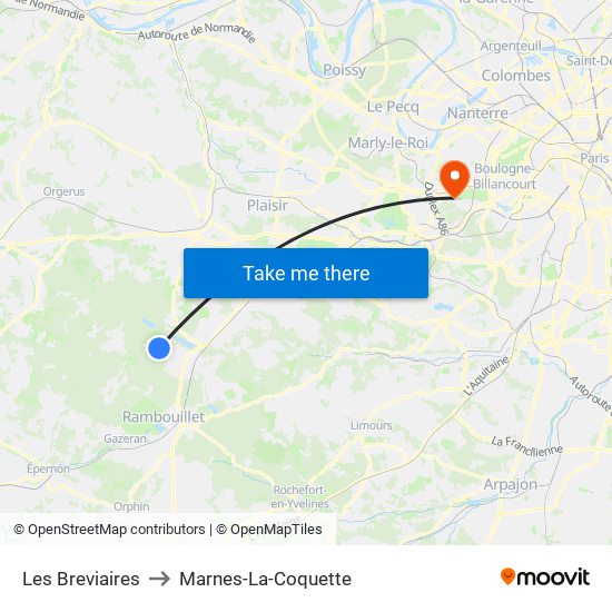 Les Breviaires to Marnes-La-Coquette map