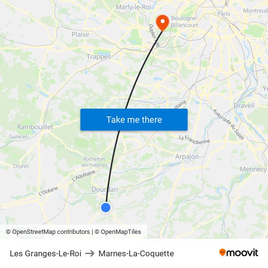 Les Granges-Le-Roi to Marnes-La-Coquette map