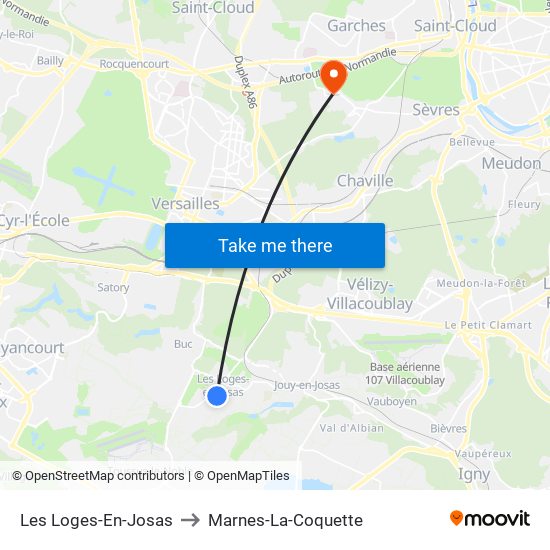 Les Loges-En-Josas to Marnes-La-Coquette map