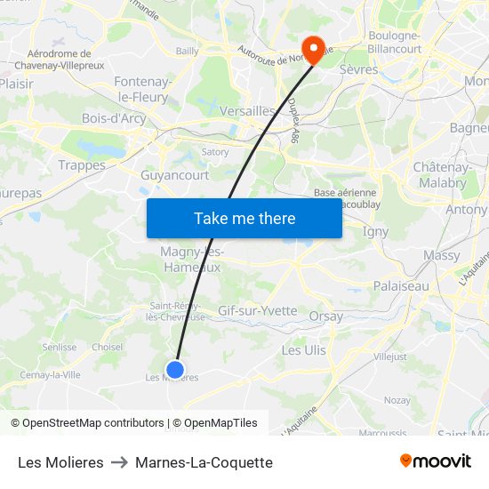 Les Molieres to Marnes-La-Coquette map