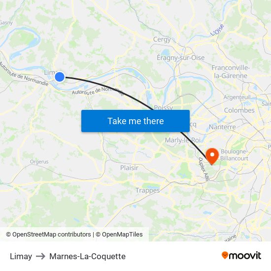 Limay to Marnes-La-Coquette map