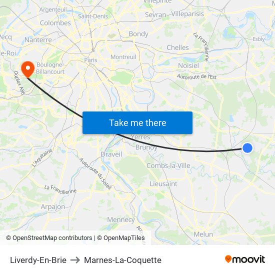Liverdy-En-Brie to Marnes-La-Coquette map
