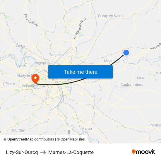 Lizy-Sur-Ourcq to Marnes-La-Coquette map