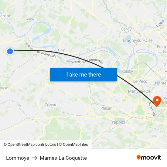 Lommoye to Marnes-La-Coquette map