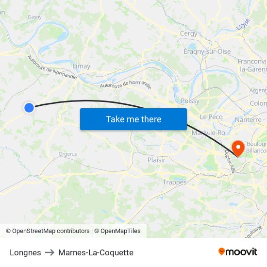 Longnes to Marnes-La-Coquette map