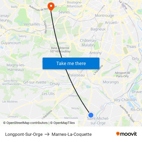 Longpont-Sur-Orge to Marnes-La-Coquette map