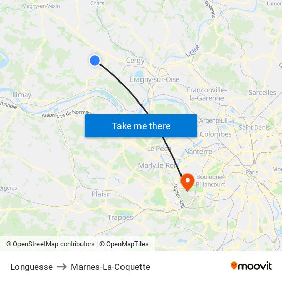 Longuesse to Marnes-La-Coquette map