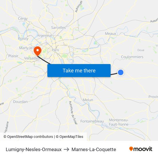 Lumigny-Nesles-Ormeaux to Marnes-La-Coquette map